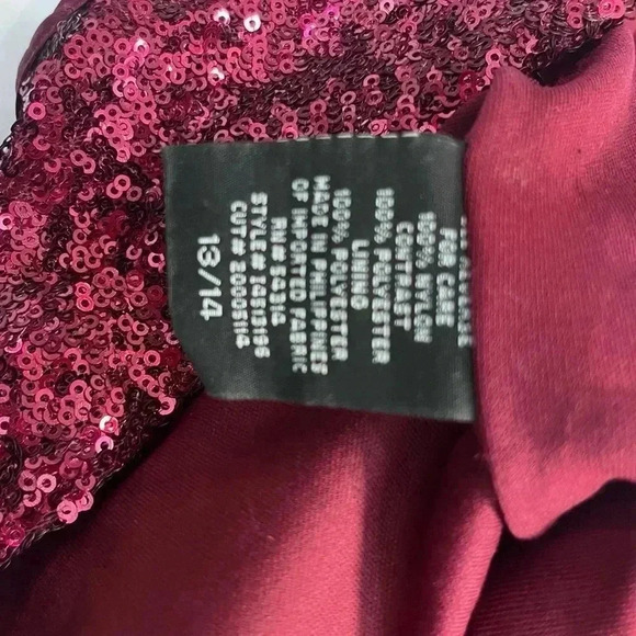 Berry Wine Red Prom HOCO Sequin Sparkly Short Dress Size 13/14 Deep V Backless - Picture 3 of 7